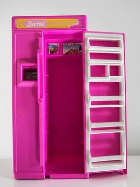 Vintage Barbie Fridge Refrigerator 1990 Mattel Dollhouse Accessory